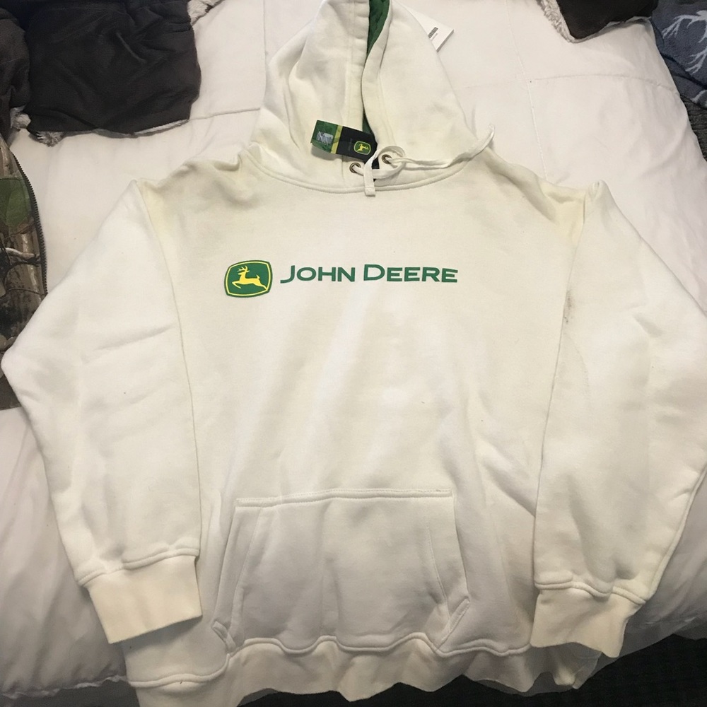 John Deere green while hoodie NEW *sale 24 hr*